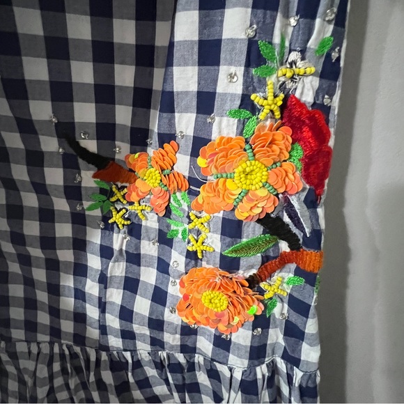 Zara gingham midi wrap around skirt with sequin embellishments - Picture 5 of 7